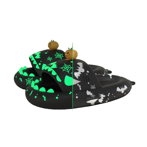Chanclas tiburón halloween - Iluminadas color negro | Shark Slides | La Chanclería