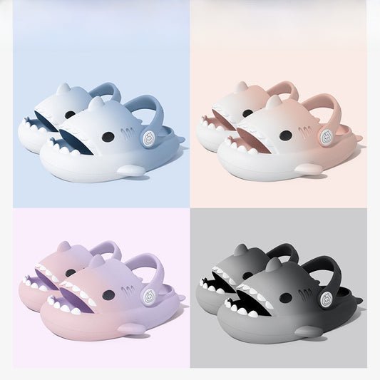 Rainbow Shark Children's Slippers Summer Boys And Girls Cute Cartoon Baby Children's Sandals Baby Hole Shoes