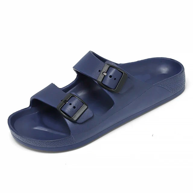 Chanclas con hebilla color azul oscuro | Chanclas para mujer | La Chanclería